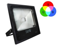 Foco LED exterior SLIM 50W IP65 RGB + mando IR